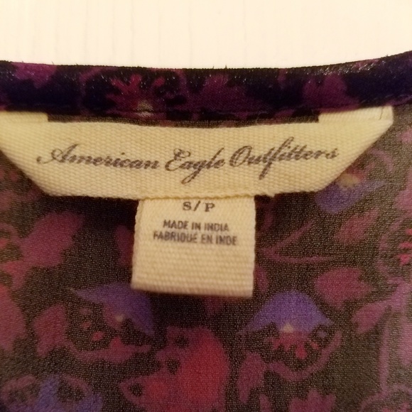 American Eagle Sheer Floral Peplum Blouse - Picture 3 of 4